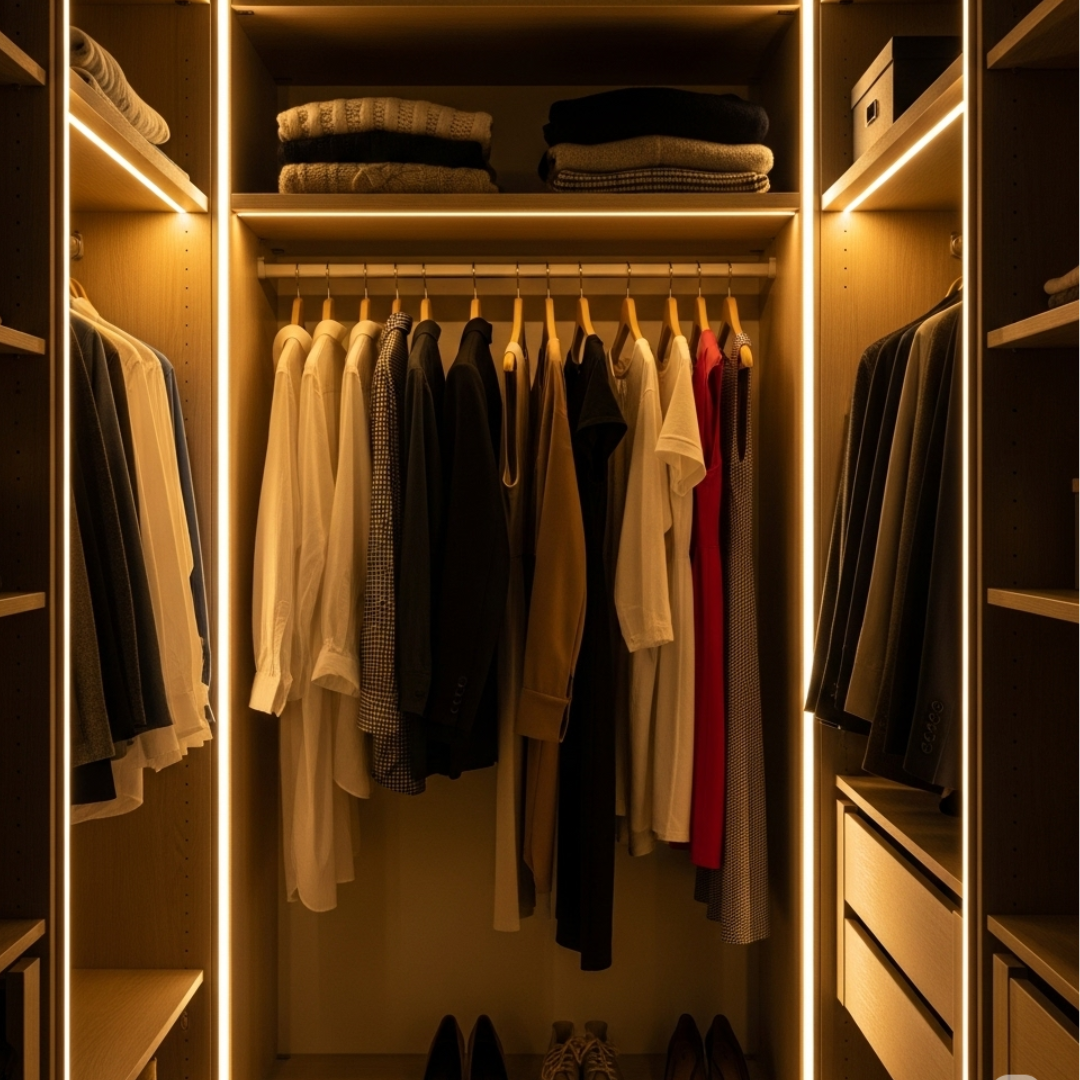 Iluminación led en interior de armario o  vestidor